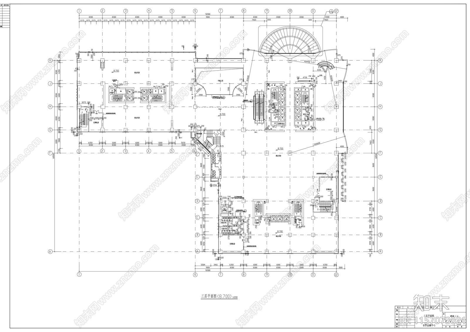 四十四层办公楼建cad施工图下载【ID:1157073821】