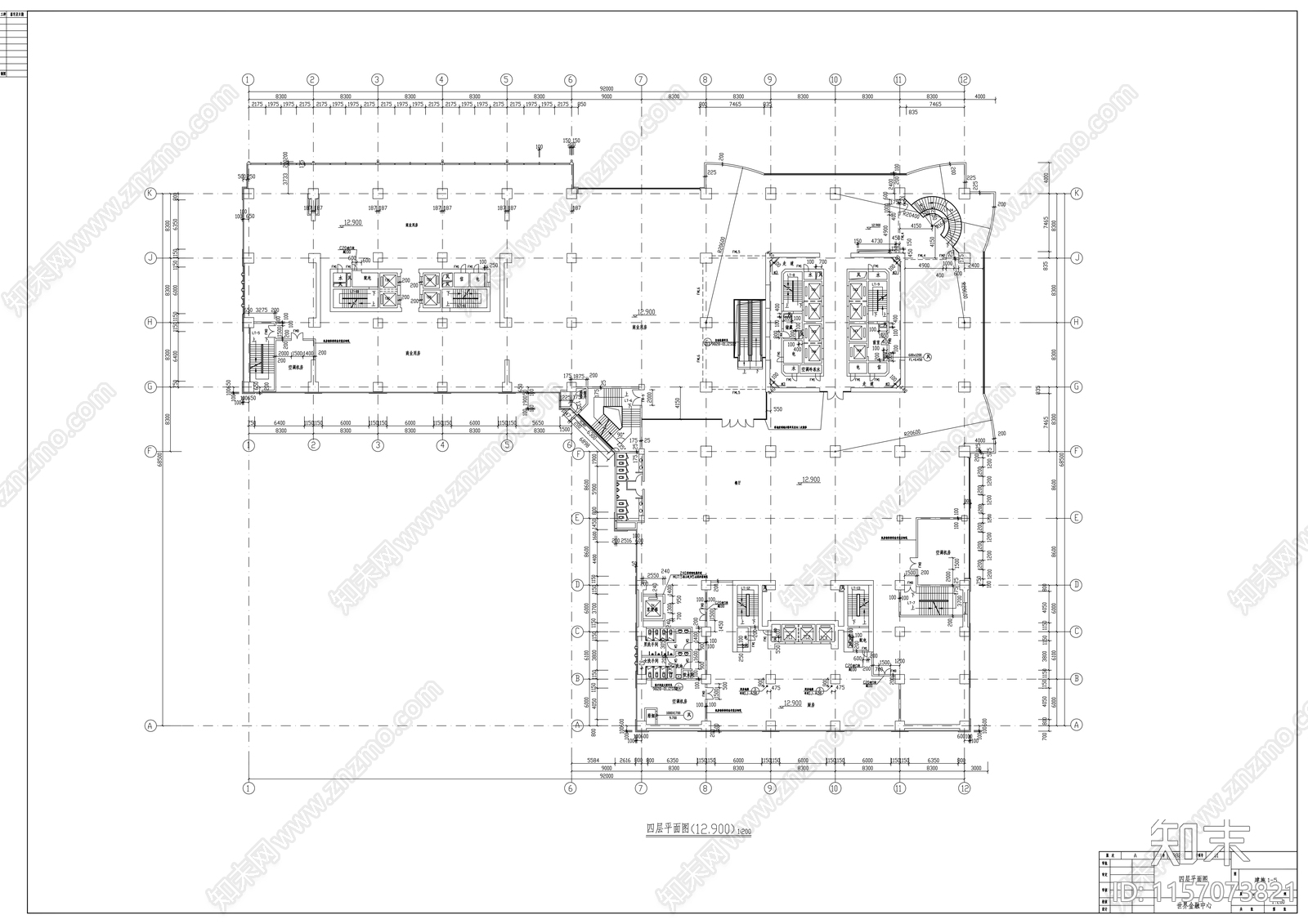 四十四层办公楼建cad施工图下载【ID:1157073821】