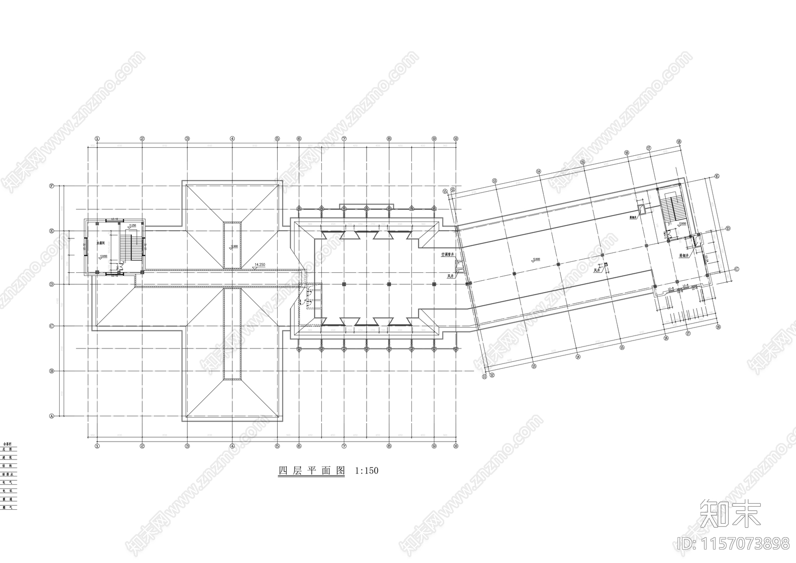 西班牙风格四层接待中心建cad施工图下载【ID:1157073898】