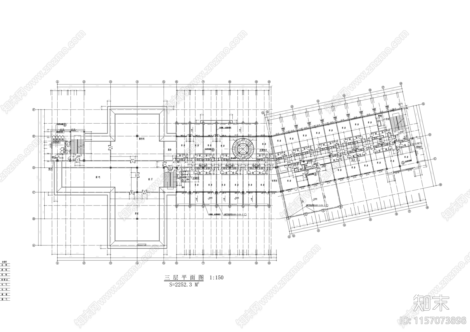 西班牙风格四层接待中心建cad施工图下载【ID:1157073898】