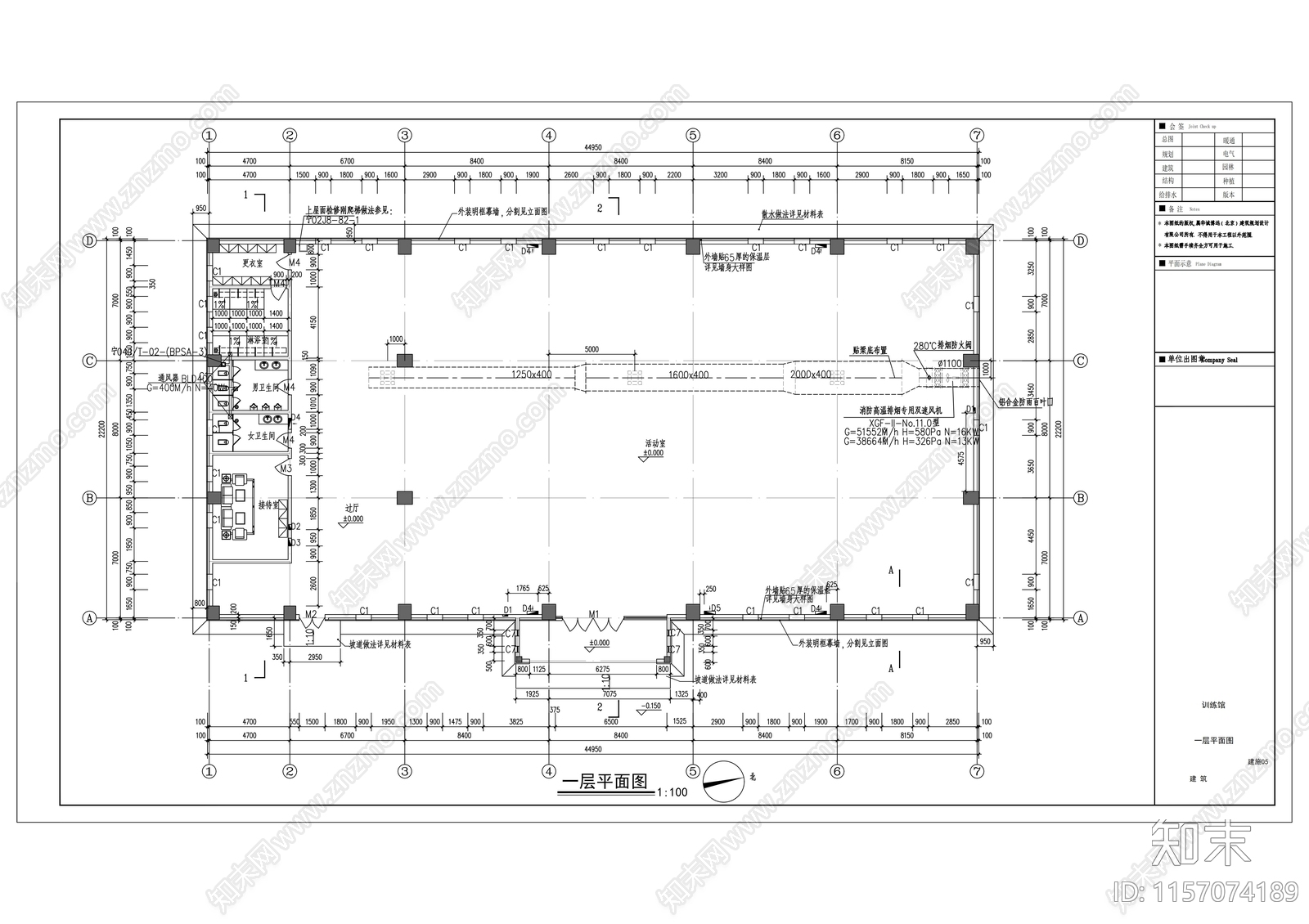 训练馆建筑图cad施工图下载【ID:1157074189】