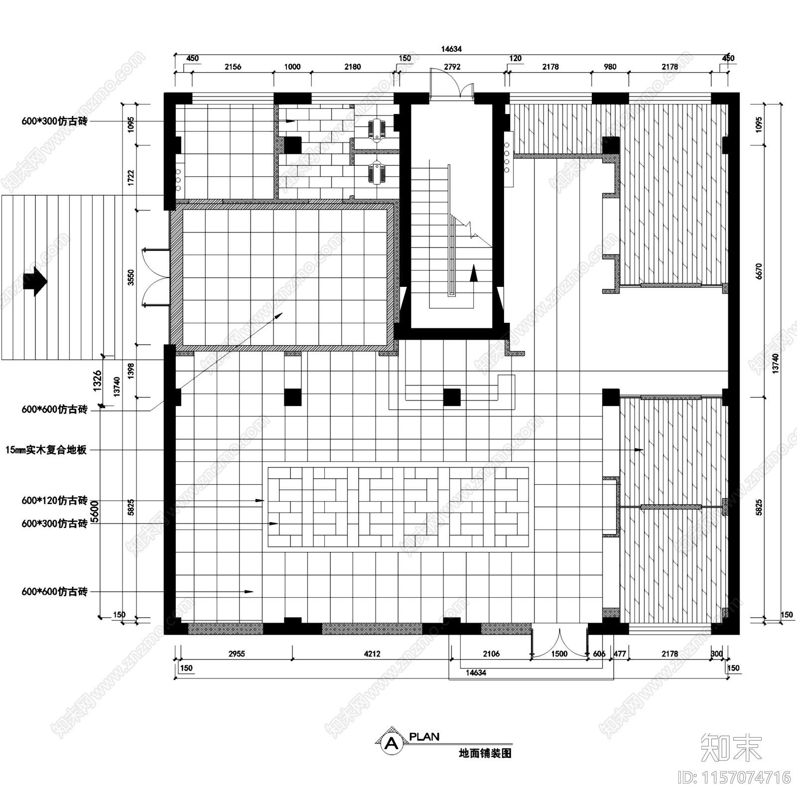 中式盛皇茗茶西南路店茶室茶馆室内工装cad施工图下载【ID:1157074716】