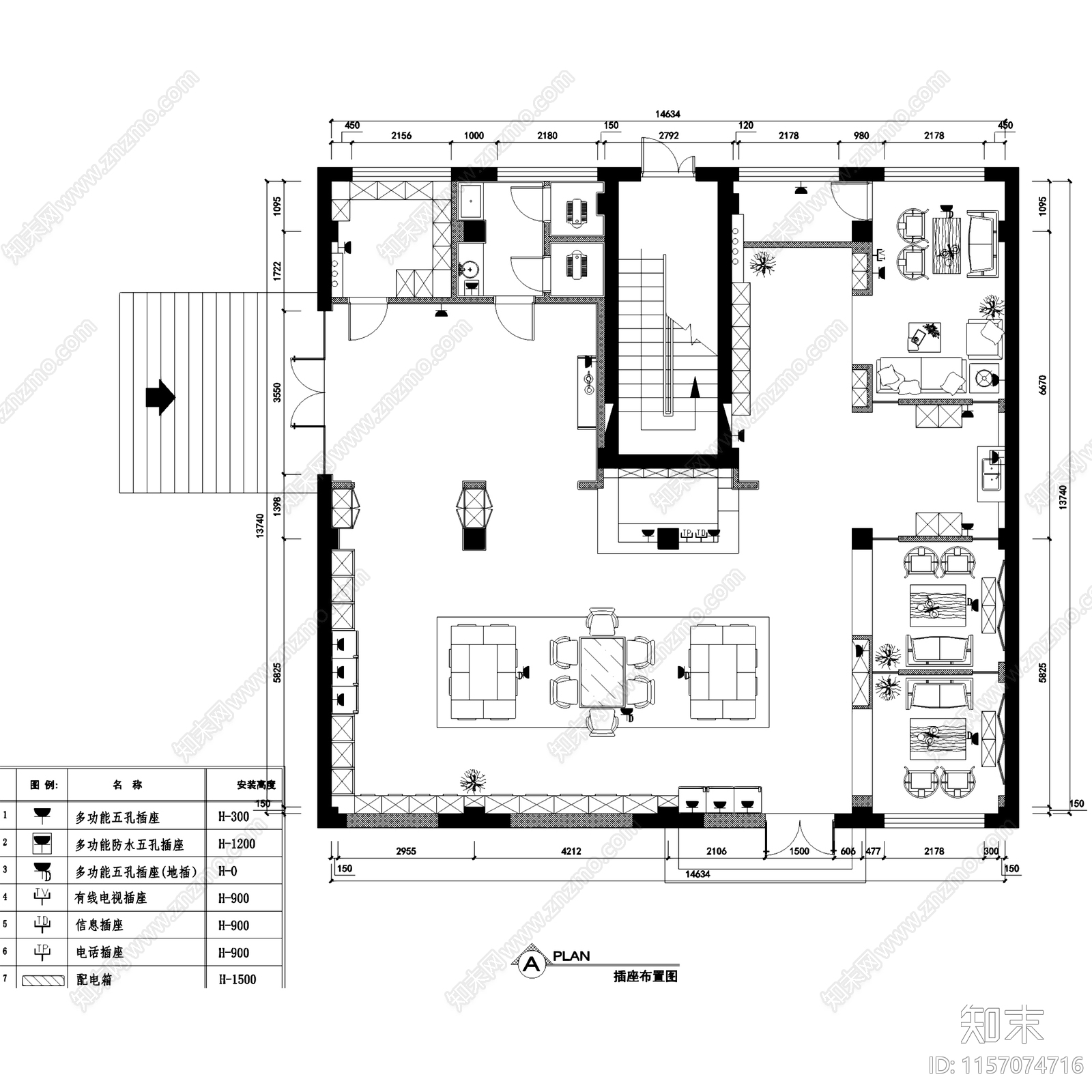 中式盛皇茗茶西南路店茶室茶馆室内工装cad施工图下载【ID:1157074716】