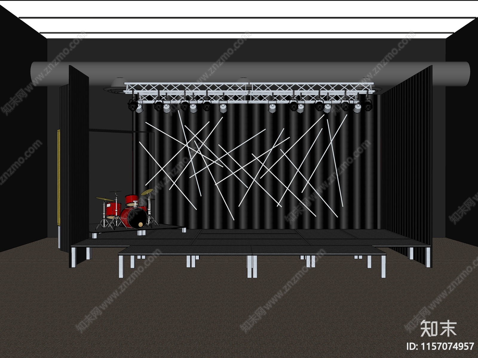 现代时尚表演电音节音乐厅舞台SU模型下载【ID:1157074957】