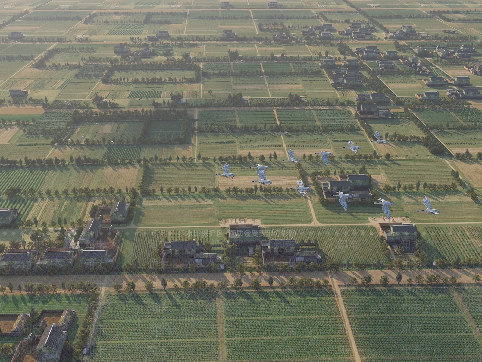 现代乡村农田鸟瞰规划SU模型下载【ID:1157077143】