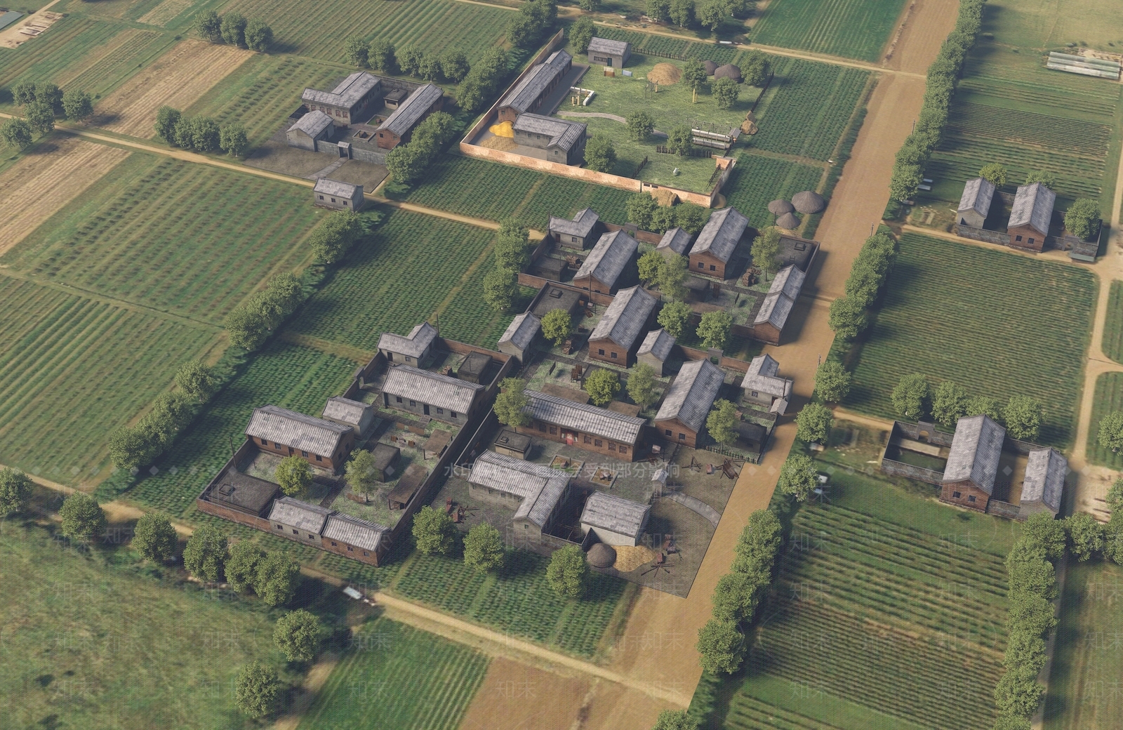 现代乡村鸟瞰规划SU模型下载【ID:1157077396】