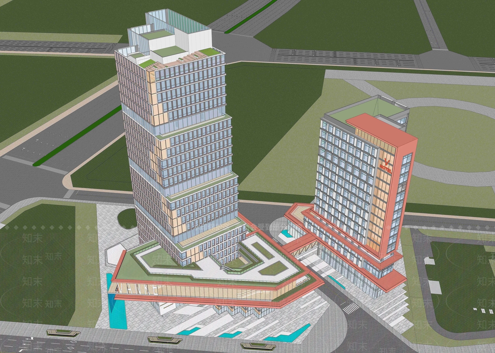 现代办公公寓酒店商业综合体SU模型下载【ID:1157079244】