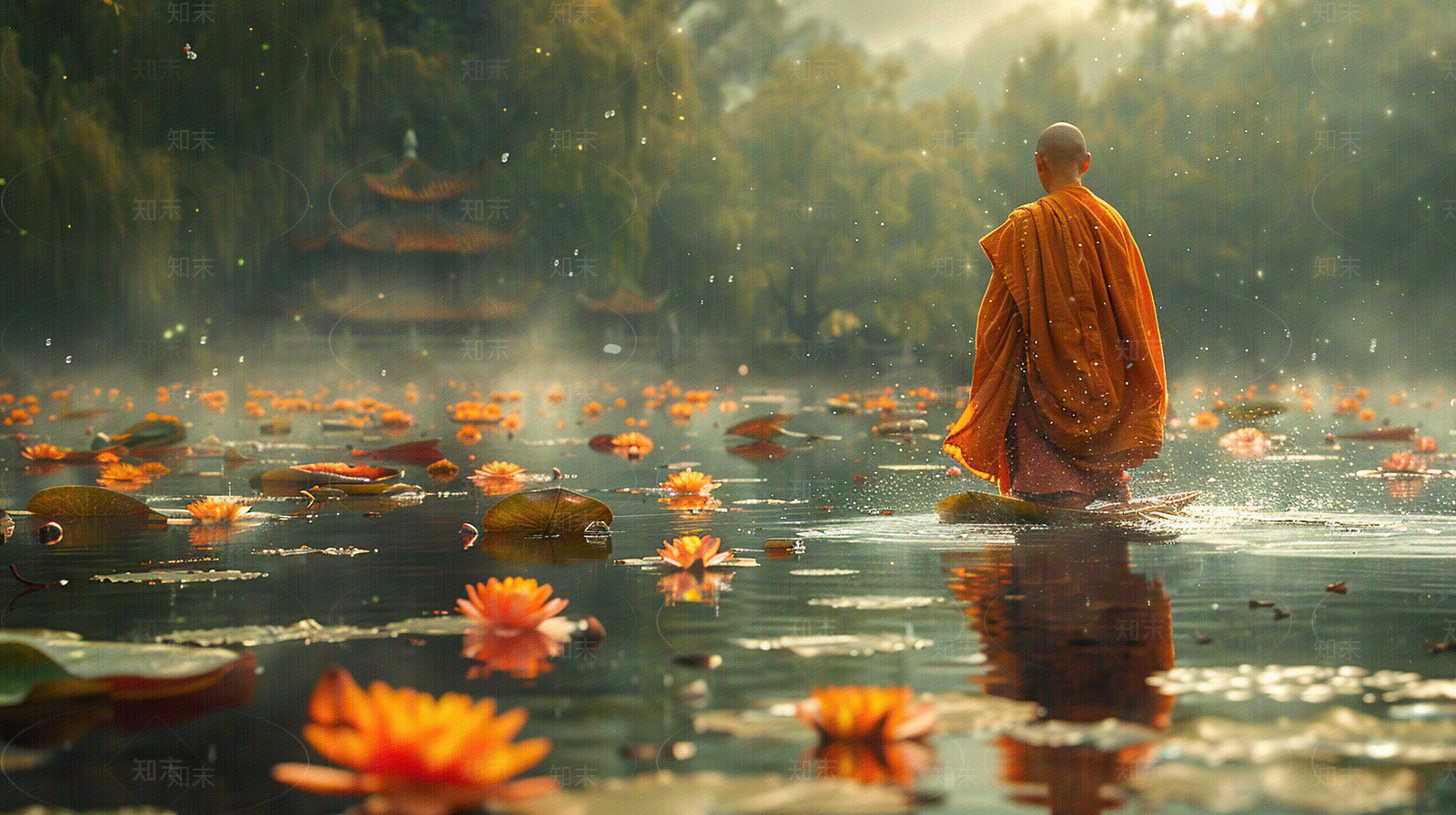 水上僧侣人像壁纸贴图下载【ID:1157082911】