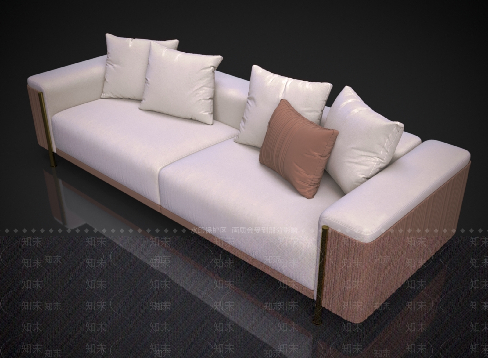 现代皮质双人沙发3D模型下载【ID:1157081361】