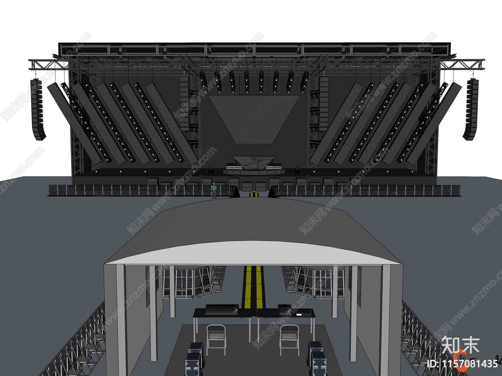 现代时尚表演电音节音乐厅舞台SU模型下载【ID:1157081435】
