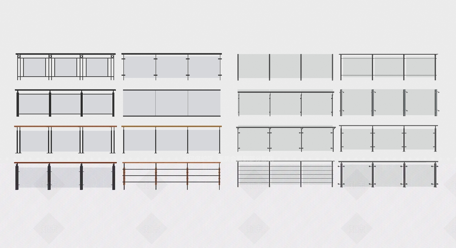 现代玻璃栏杆SU模型下载【ID:1157081508】