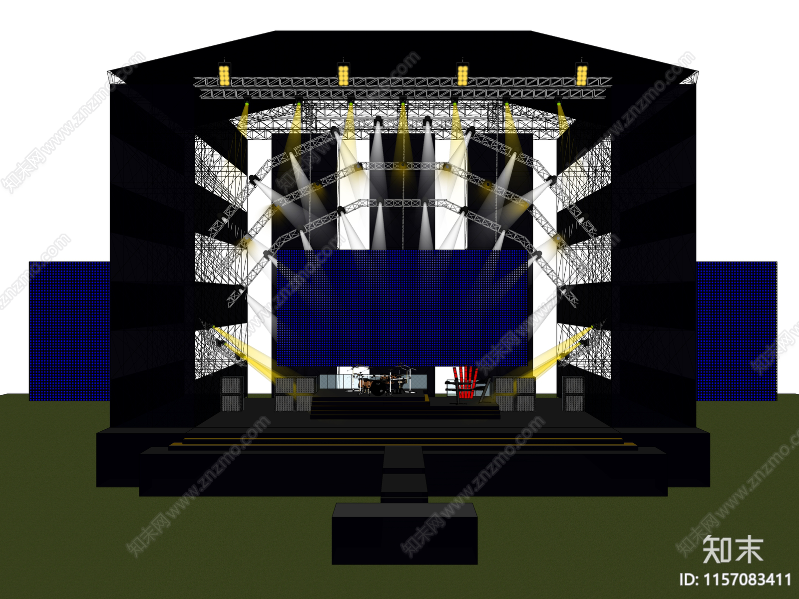 现代时尚表演电音节音乐厅舞台SU模型下载【ID:1157083411】