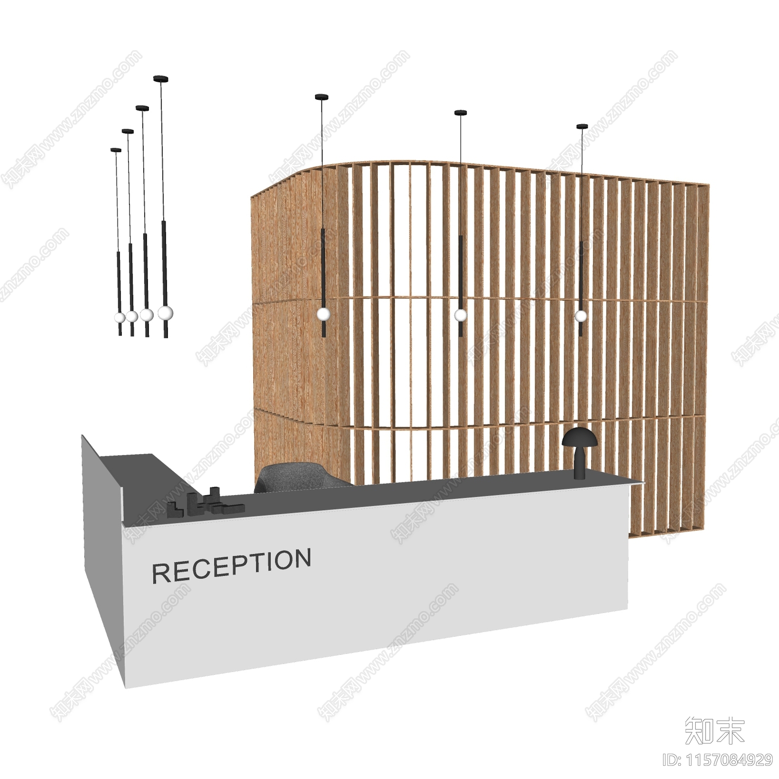 现代办公接待台背景墙造型SU模型下载【ID:1157084929】