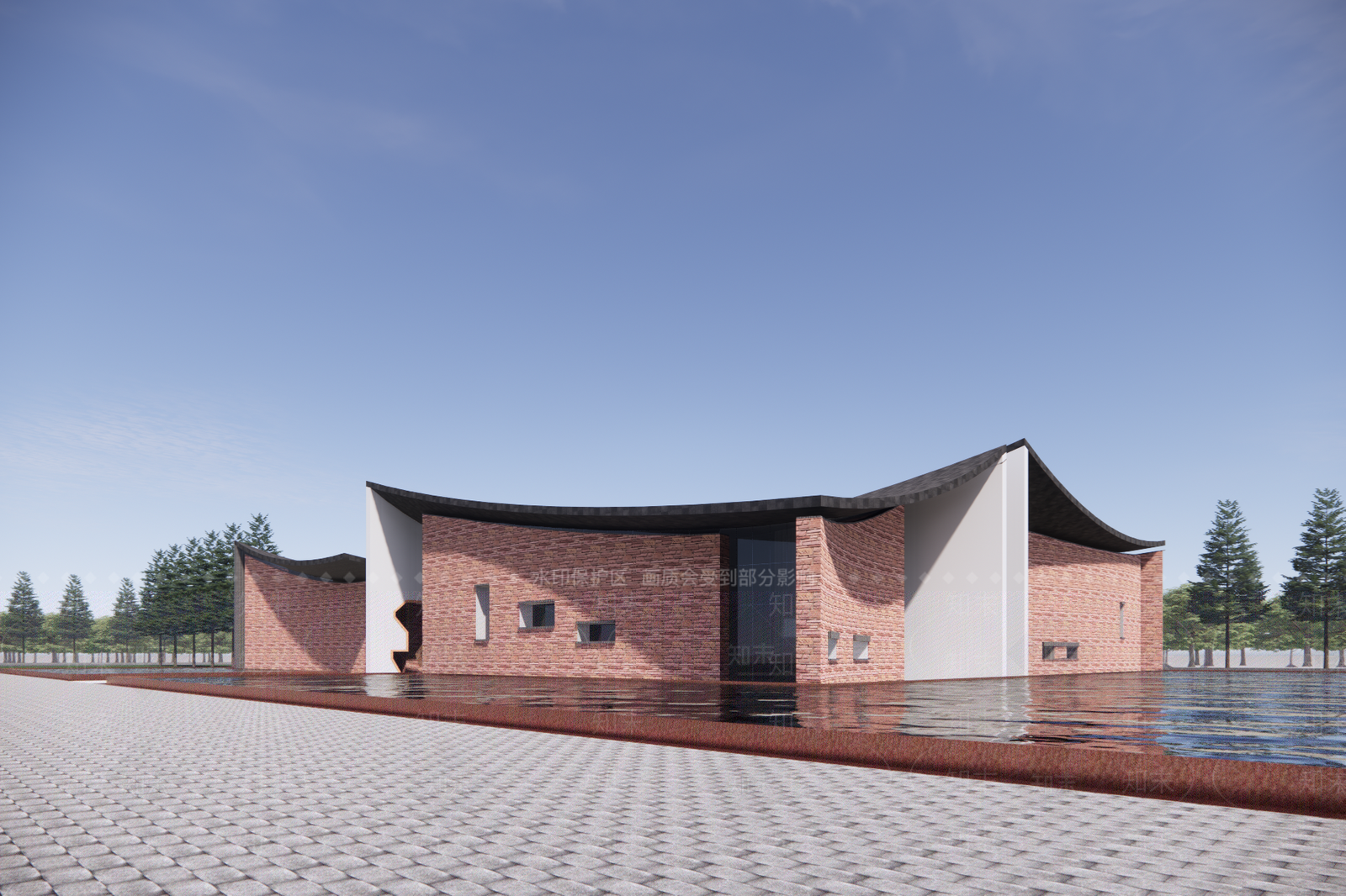 现代文化场馆建筑SU模型下载【ID:1157085799】