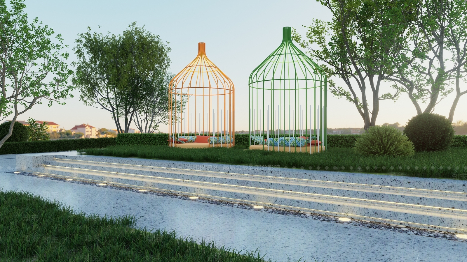 现代鸟笼卡座小品SU模型下载【ID:1157089425】