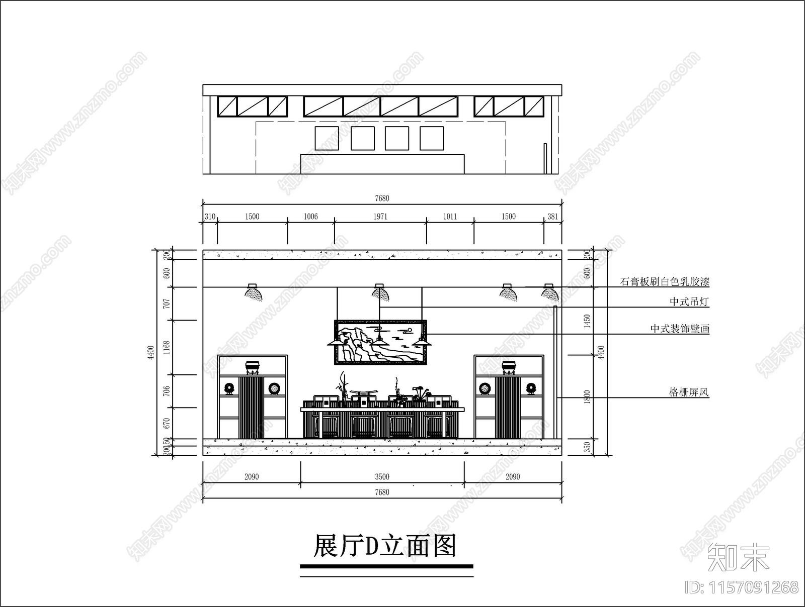 新中式茶室施工图下载【ID:1157091268】