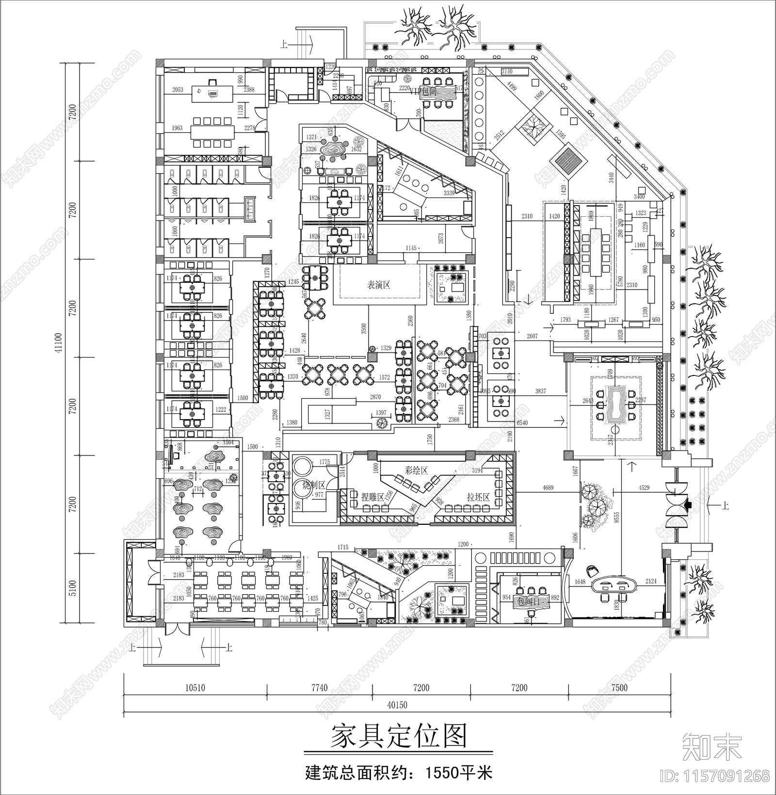 新中式茶室施工图下载【ID:1157091268】