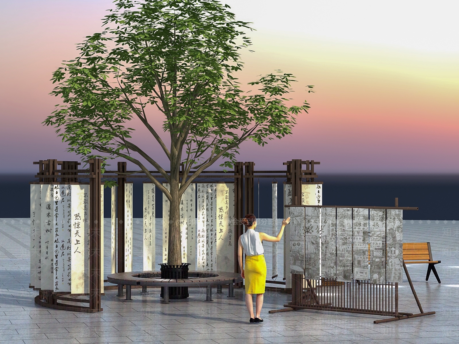 新中式广场景观座椅3D模型下载【ID:1157092061】