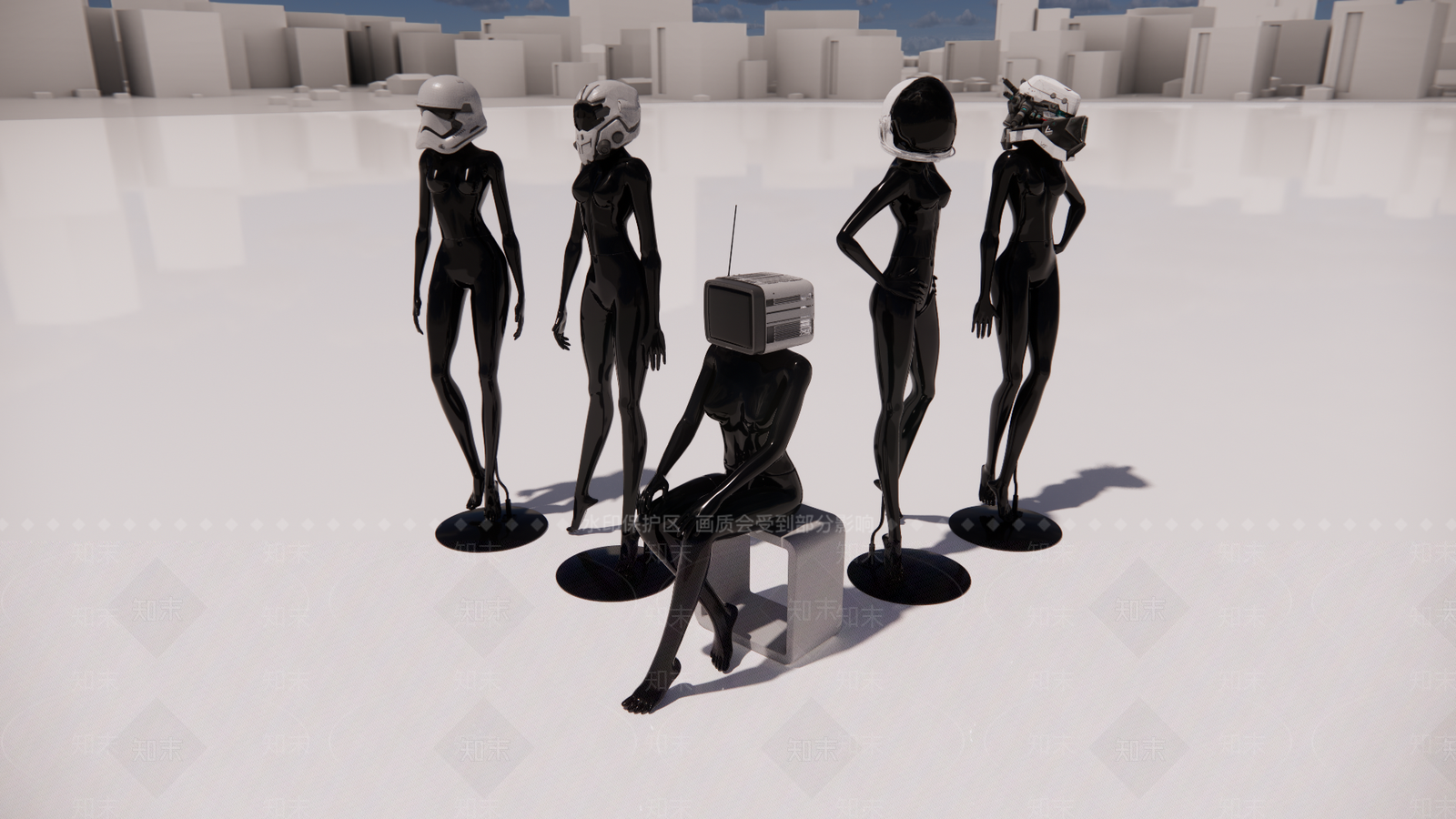 现代金属赛博朋克人物雕塑摆件机器SU模型下载【ID:1157092626】