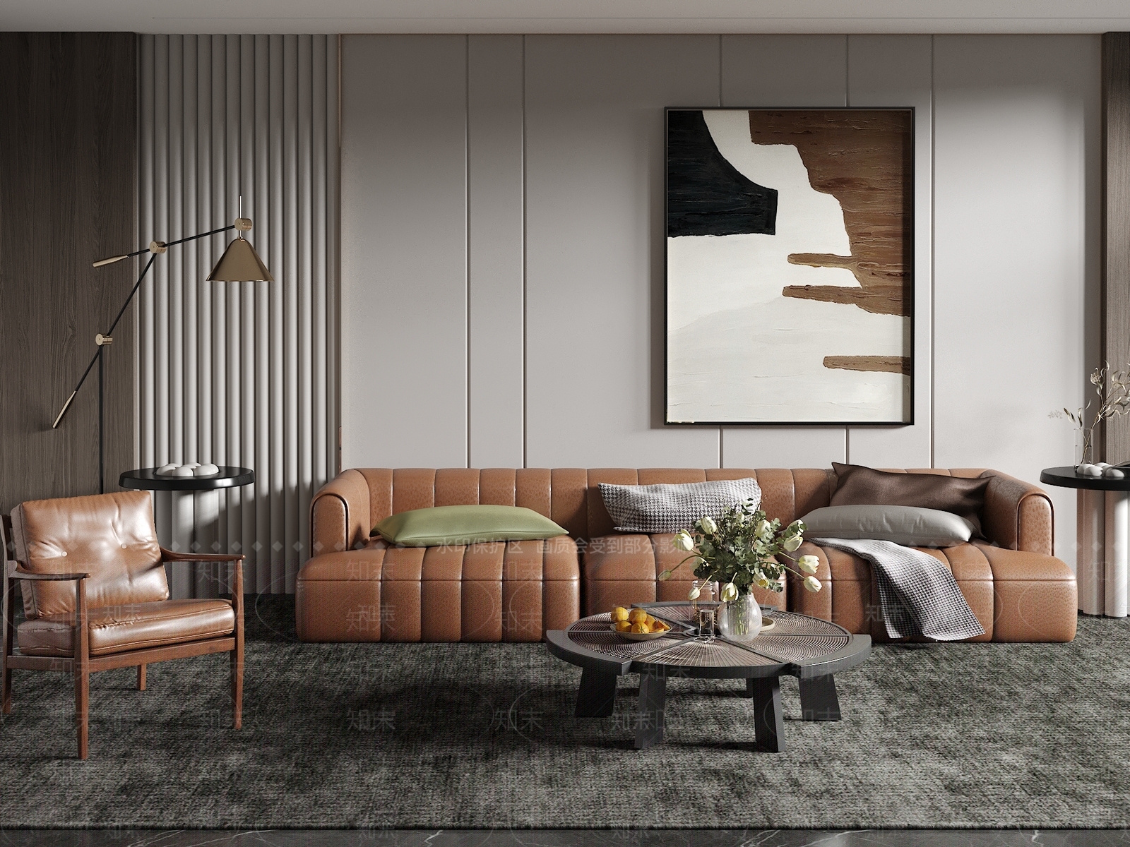 现代皮质三人沙发SU模型下载【ID:1157094517】