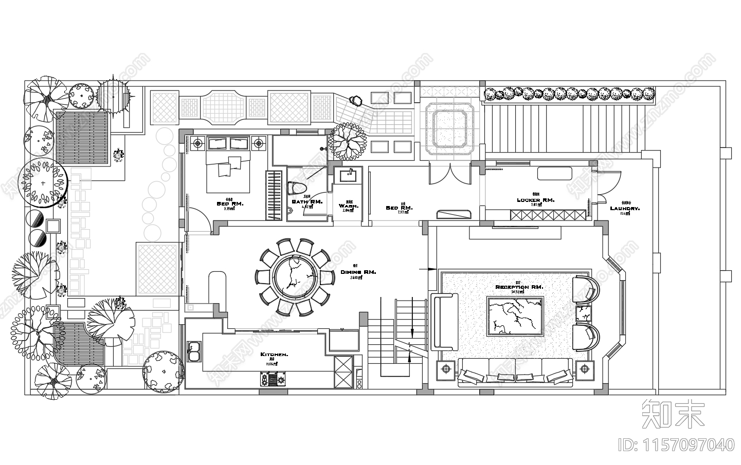 现代风格别墅露台景观方案cad施工图下载【ID:1157097040】