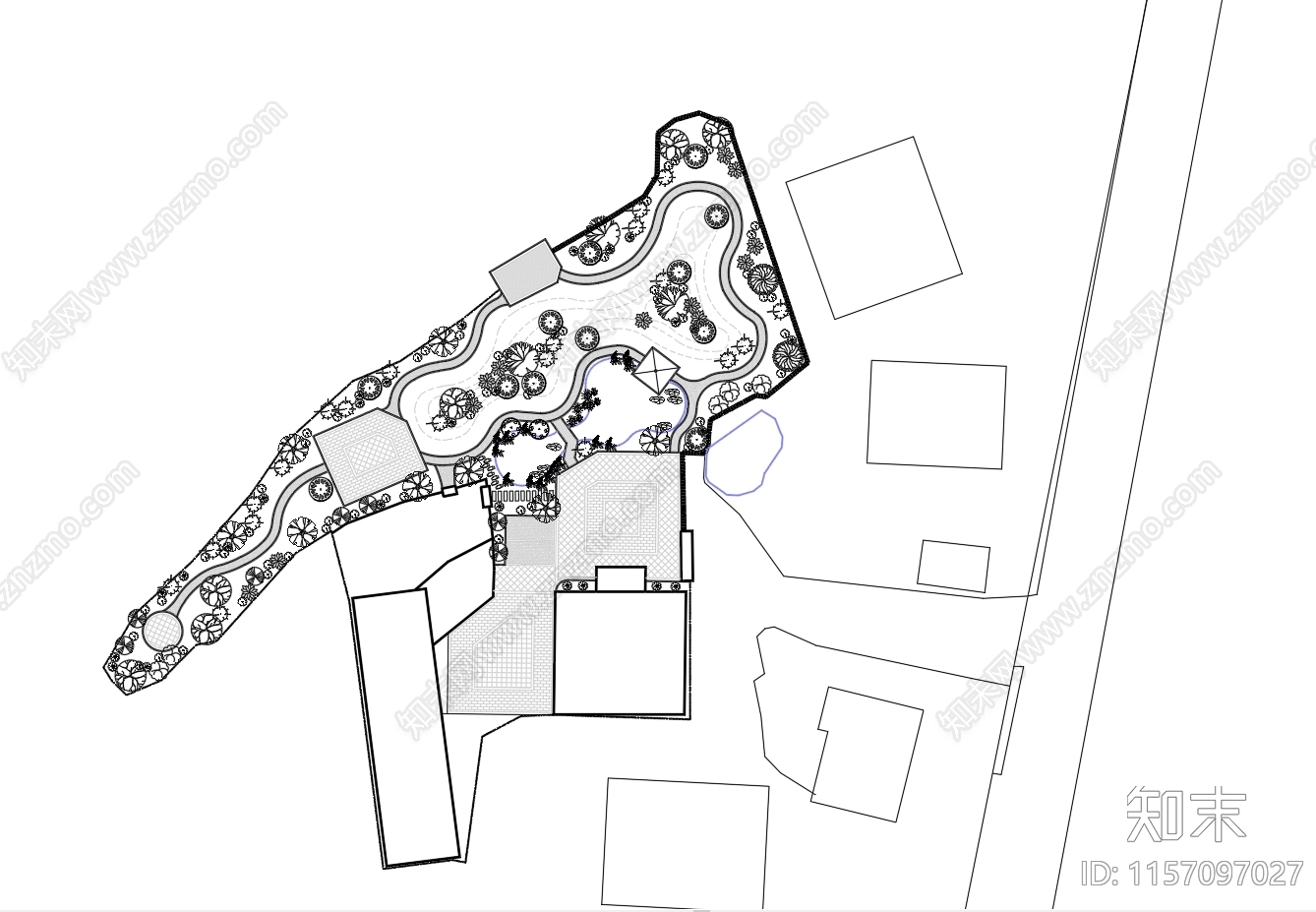 乡村自然式别墅庭院景观施工图下载【ID:1157097027】