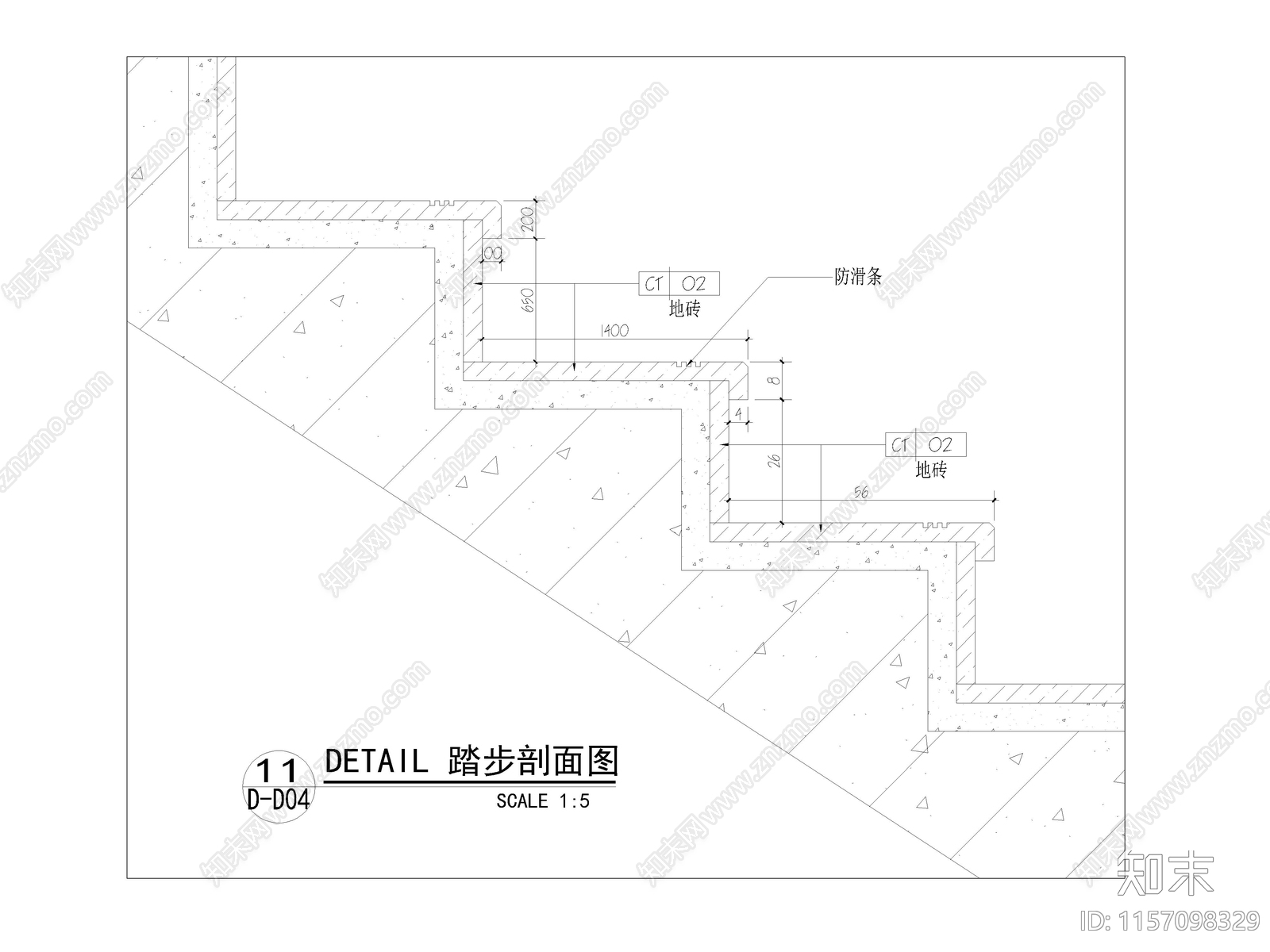 地砖楼梯踏步大样图施工图下载【ID:1157098329】