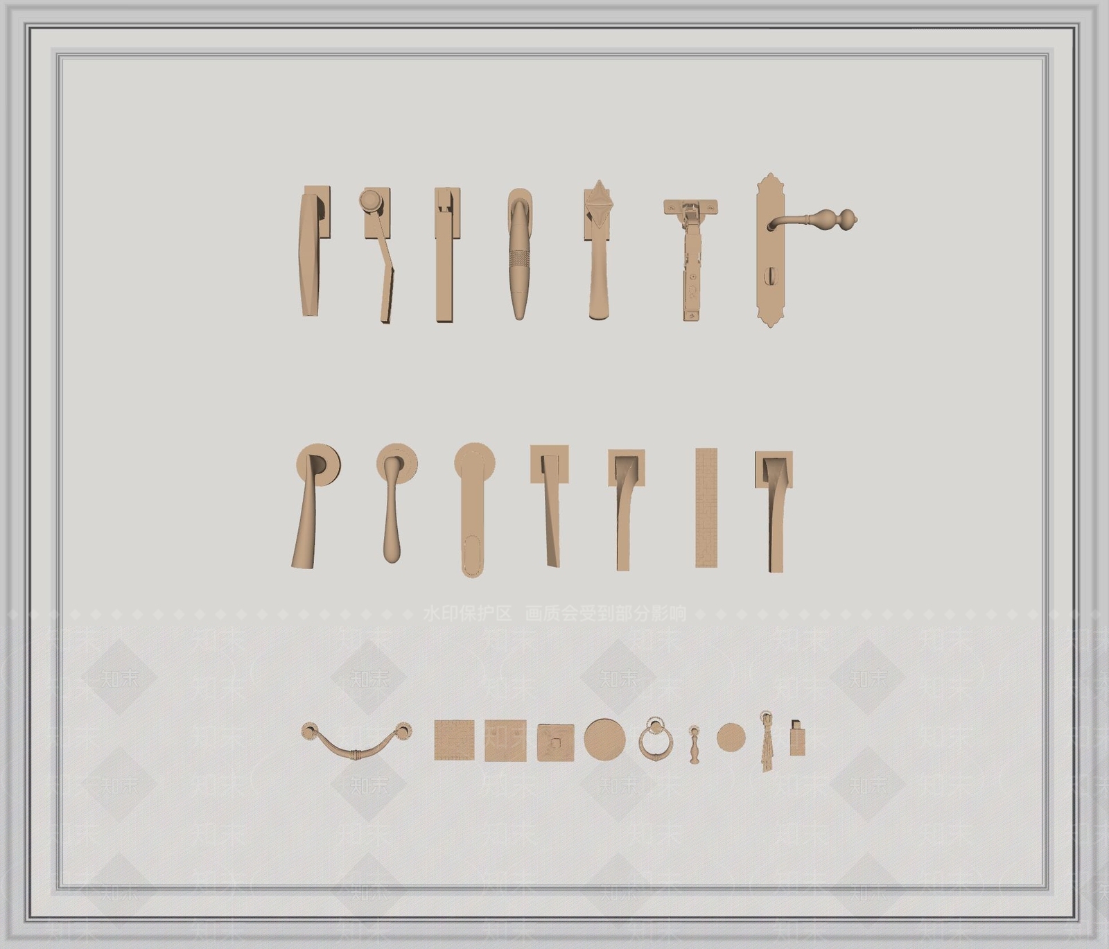 现代极简门把手SU模型下载【ID:1157099914】