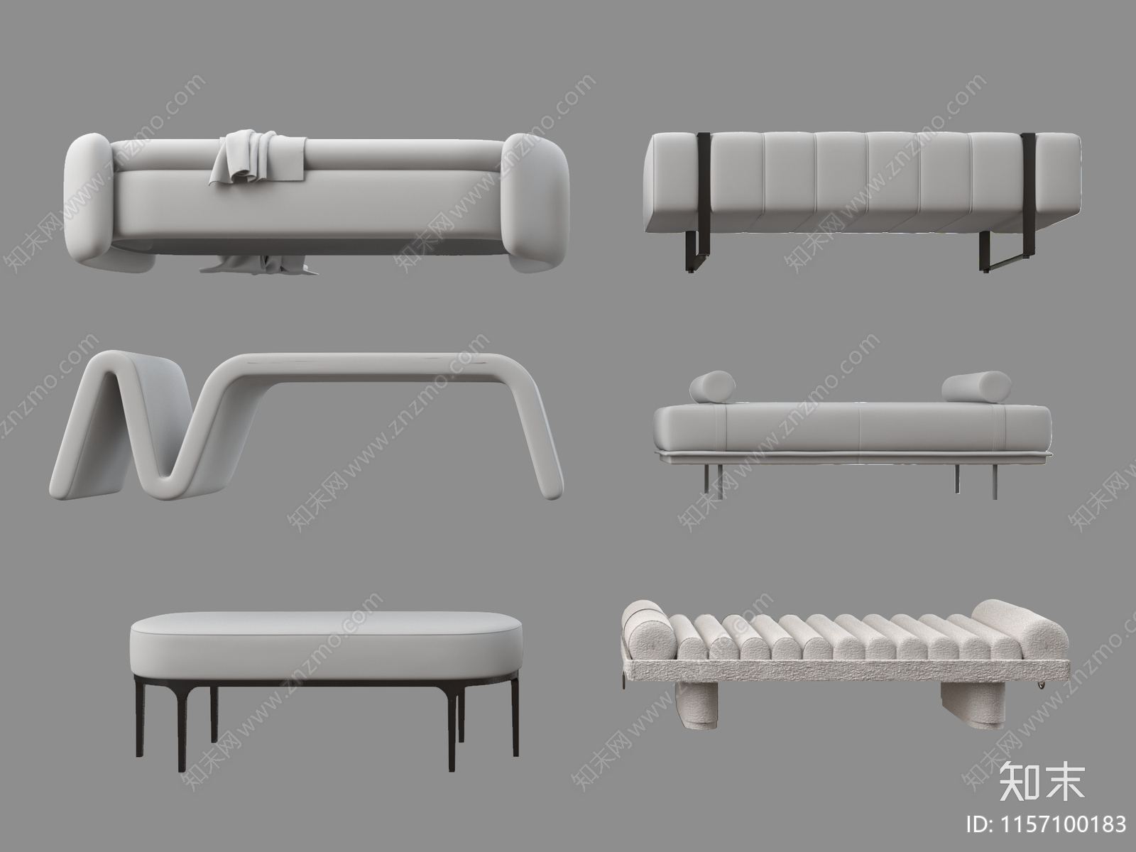 现代床尾凳3D模型下载【ID:1157100183】