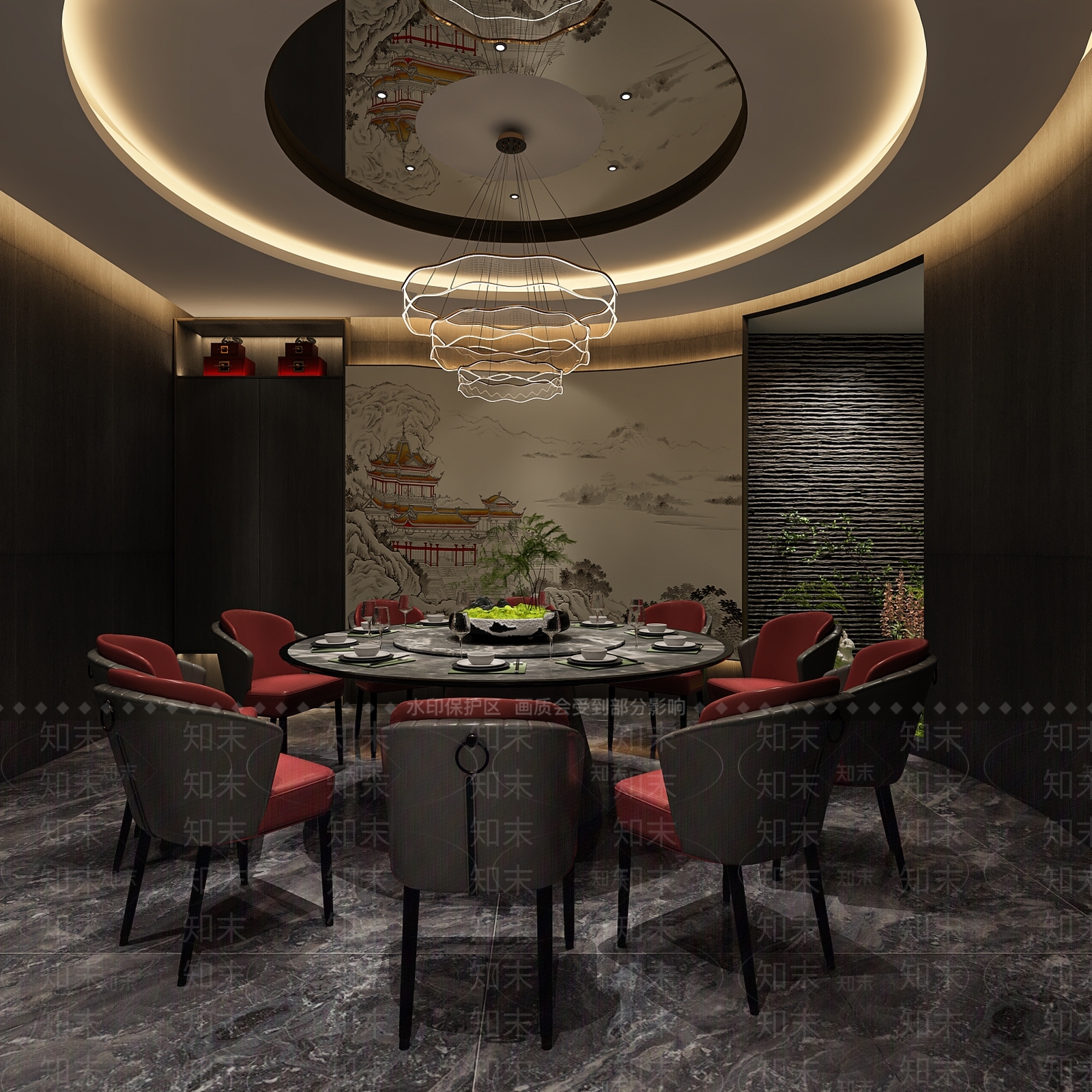 新中式餐饮包间3D模型下载【ID:1157101392】