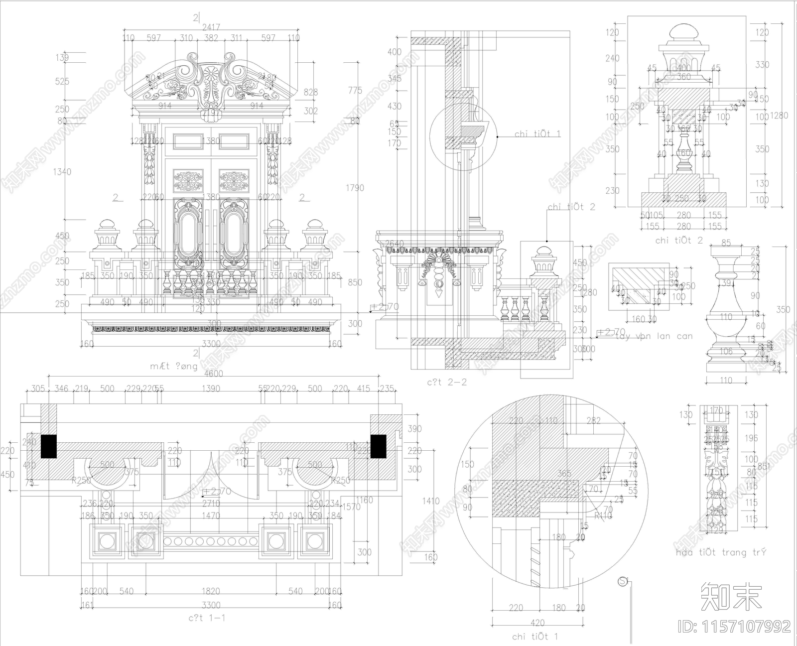 欧式门头图纸施工图下载【ID:1157107992】