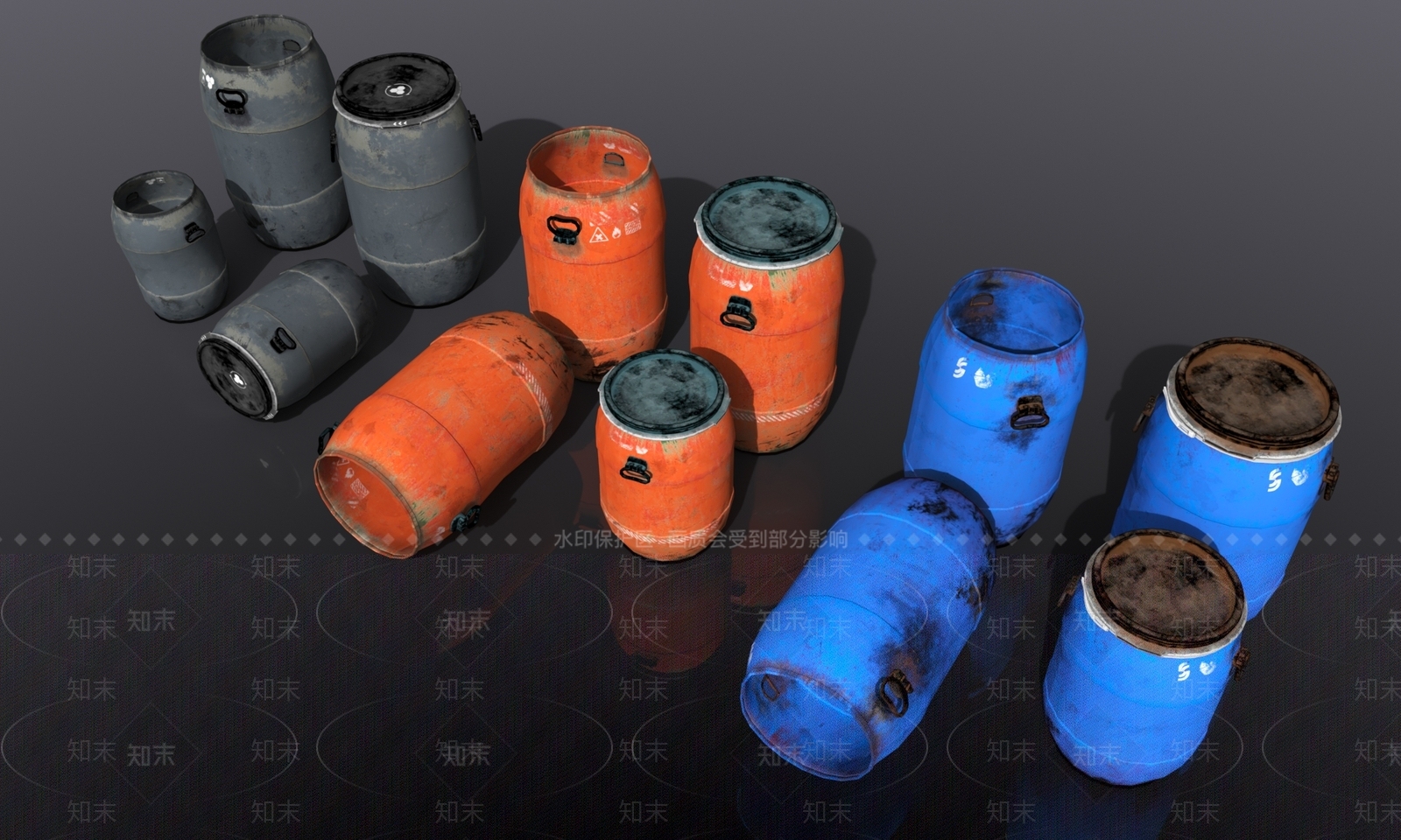 旧塑料桶3D模型下载【ID:1157108215】