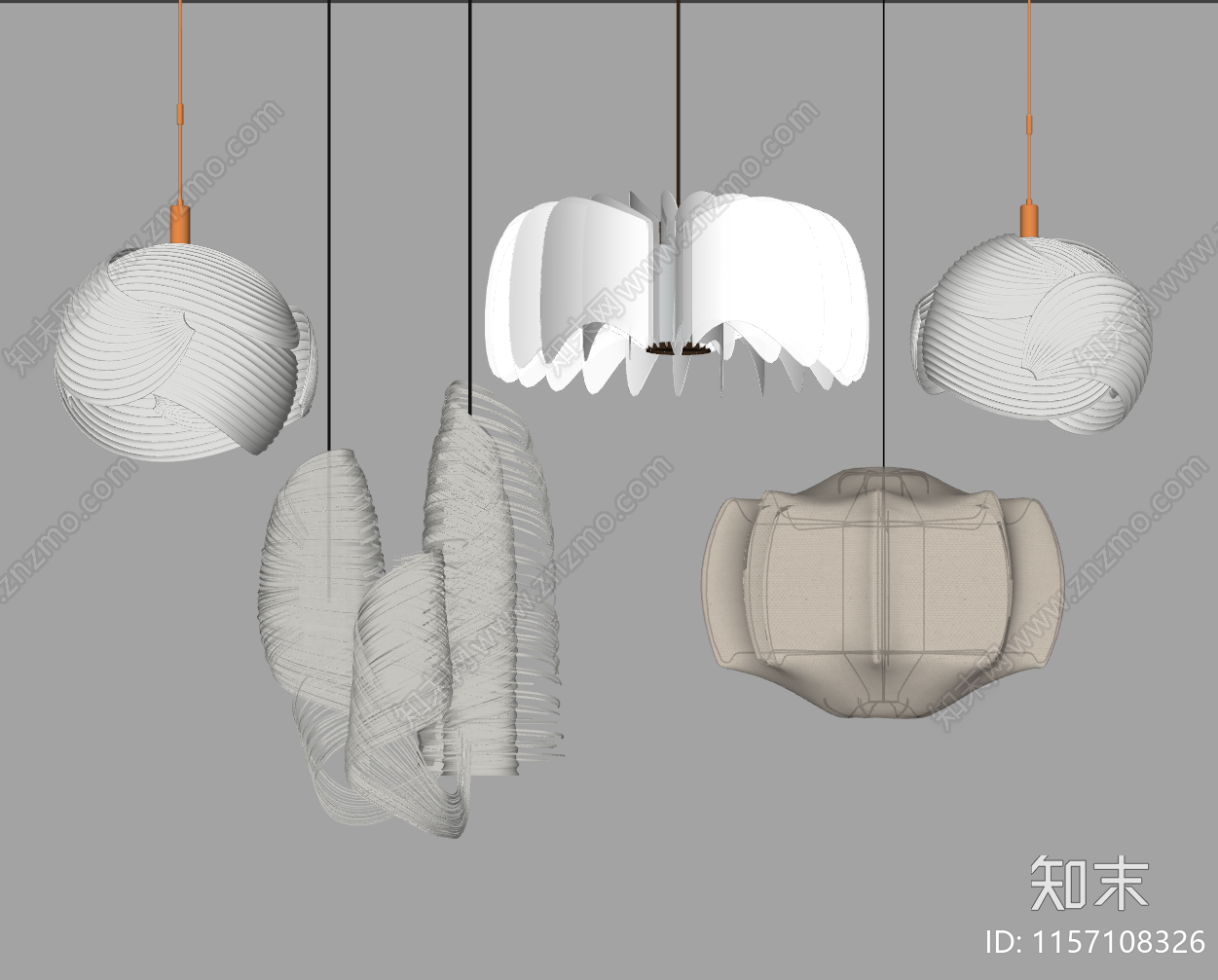 现代艺术吊灯SU模型下载【ID:1157108326】