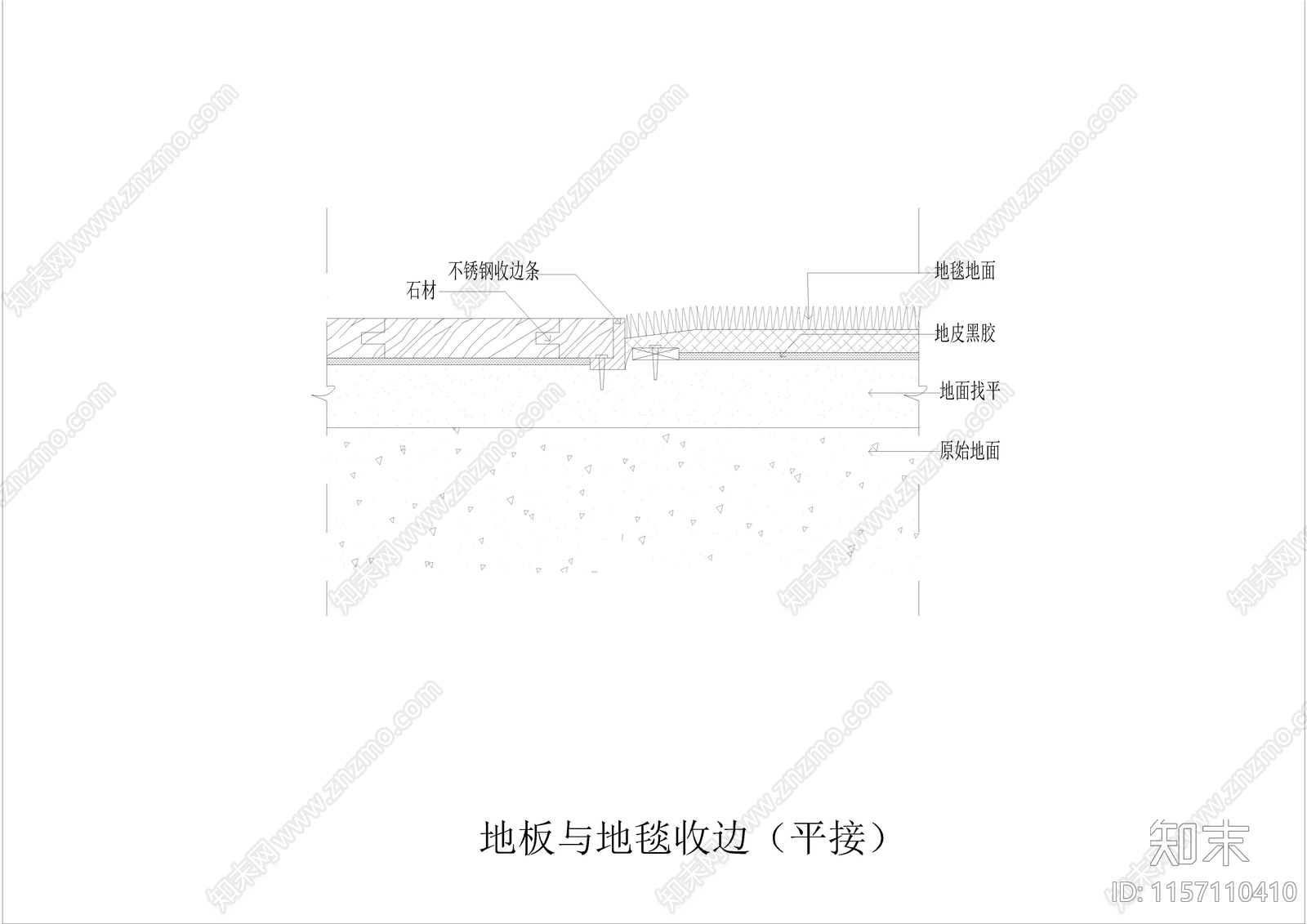 地板与地毯收边cad施工图下载【ID:1157110410】