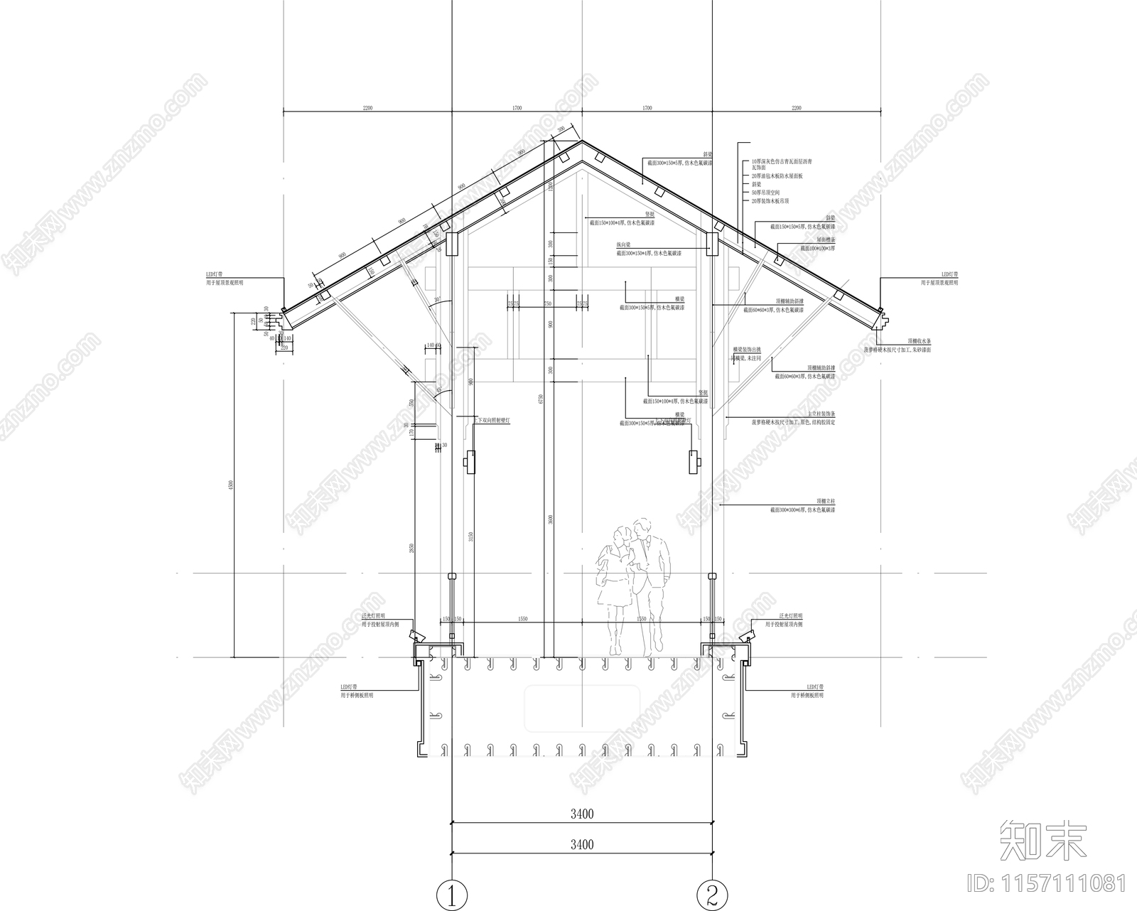 新中式廊cad施工图下载【ID:1157111081】