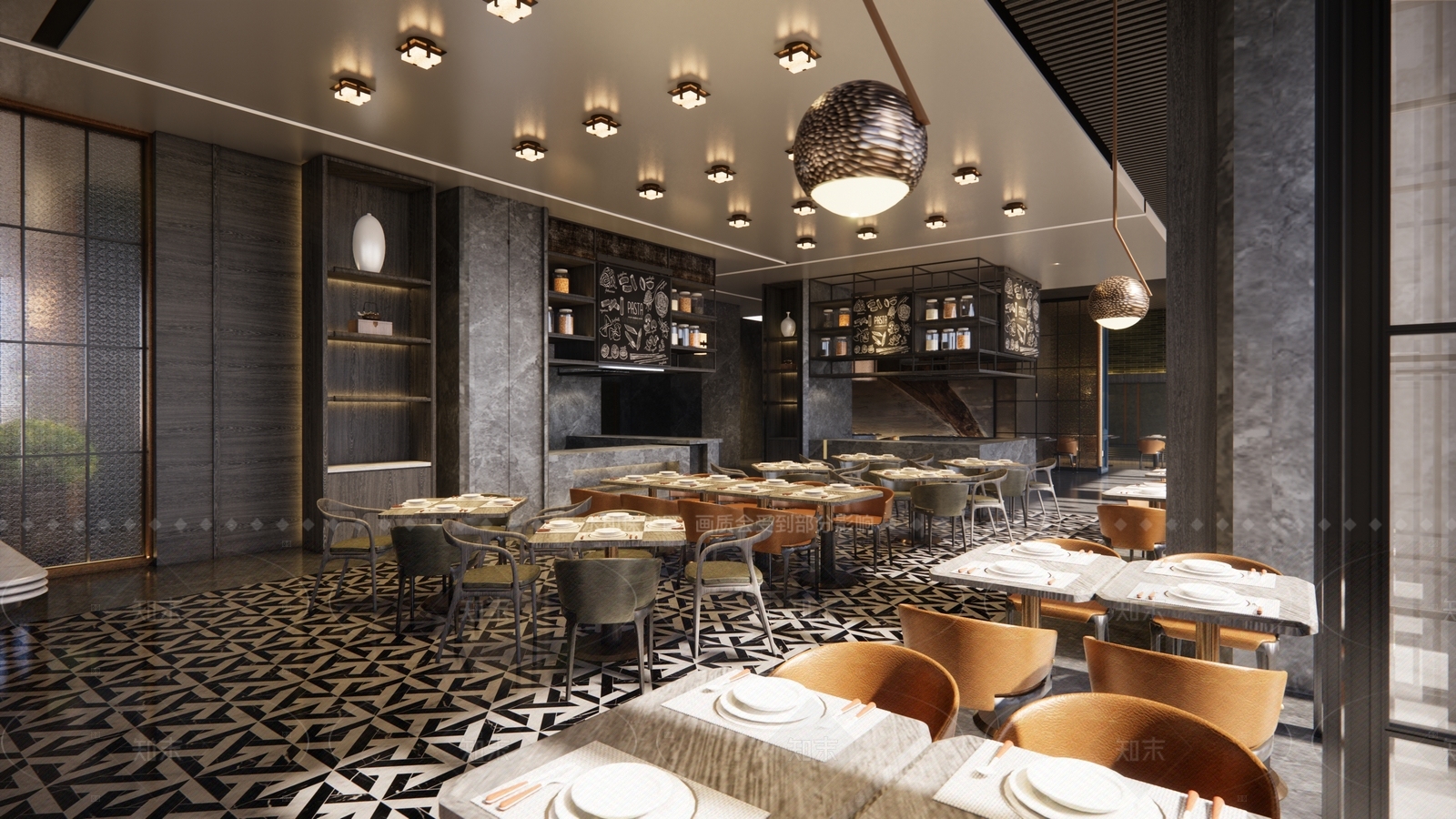 现代酒店餐厅SU模型下载【ID:1215988766】