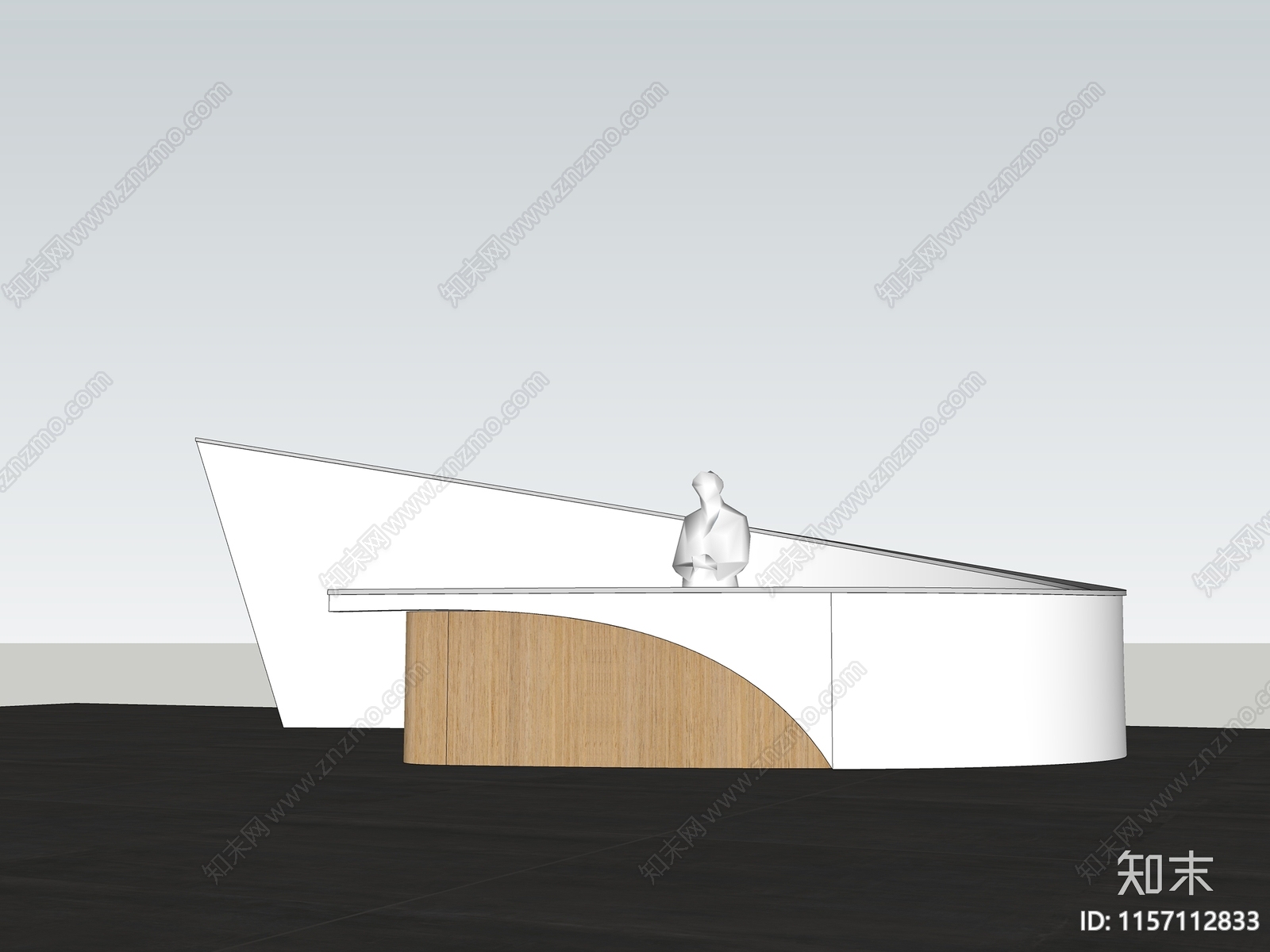 现代弧形简约服务台SU模型下载【ID:1157112833】