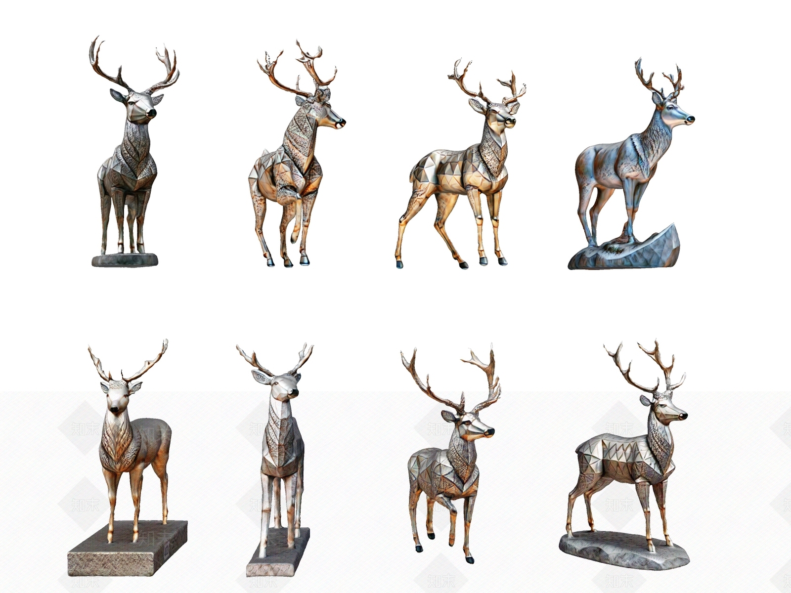 现代小鹿雕塑SU模型下载【ID:1157424223】