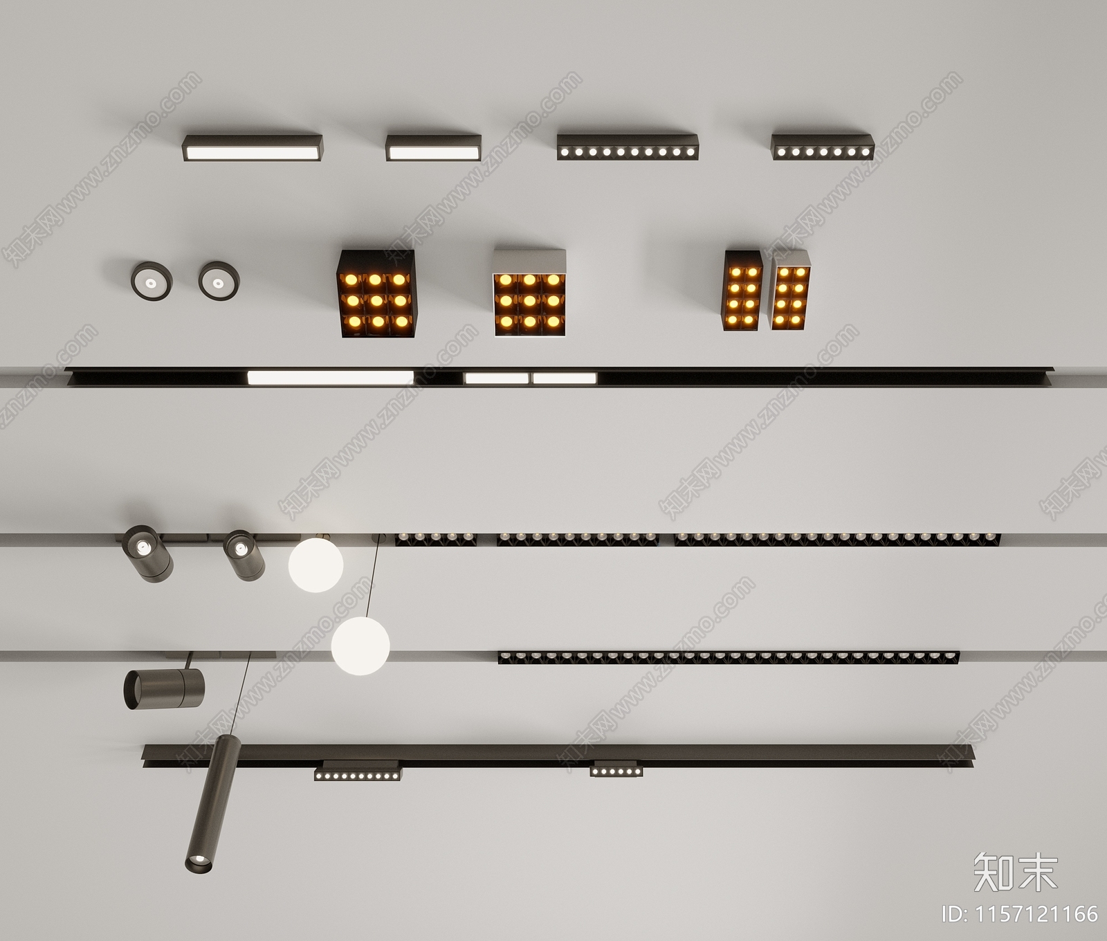 现代轨道射灯SU模型下载【ID:1157121166】