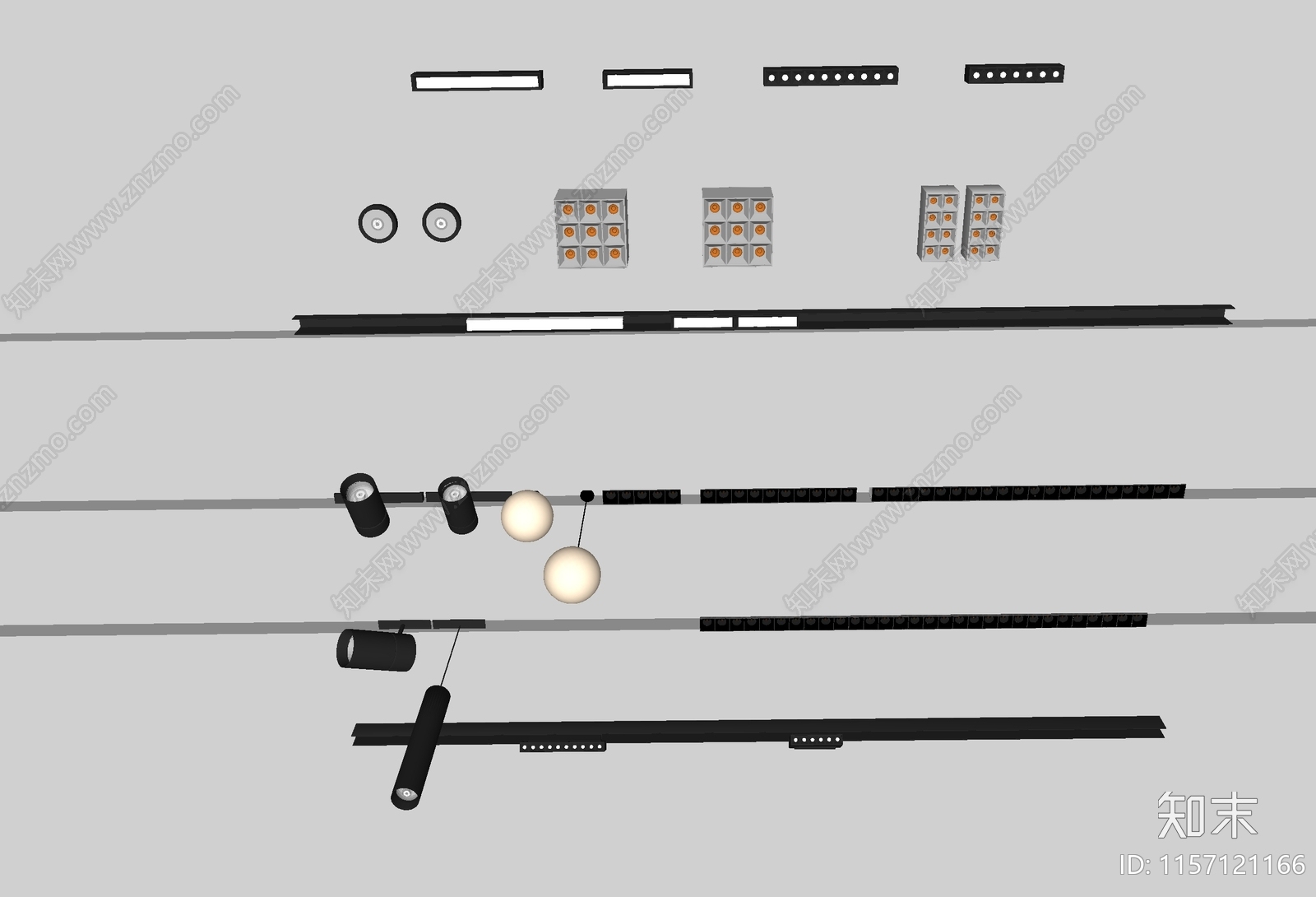 现代轨道射灯SU模型下载【ID:1157121166】