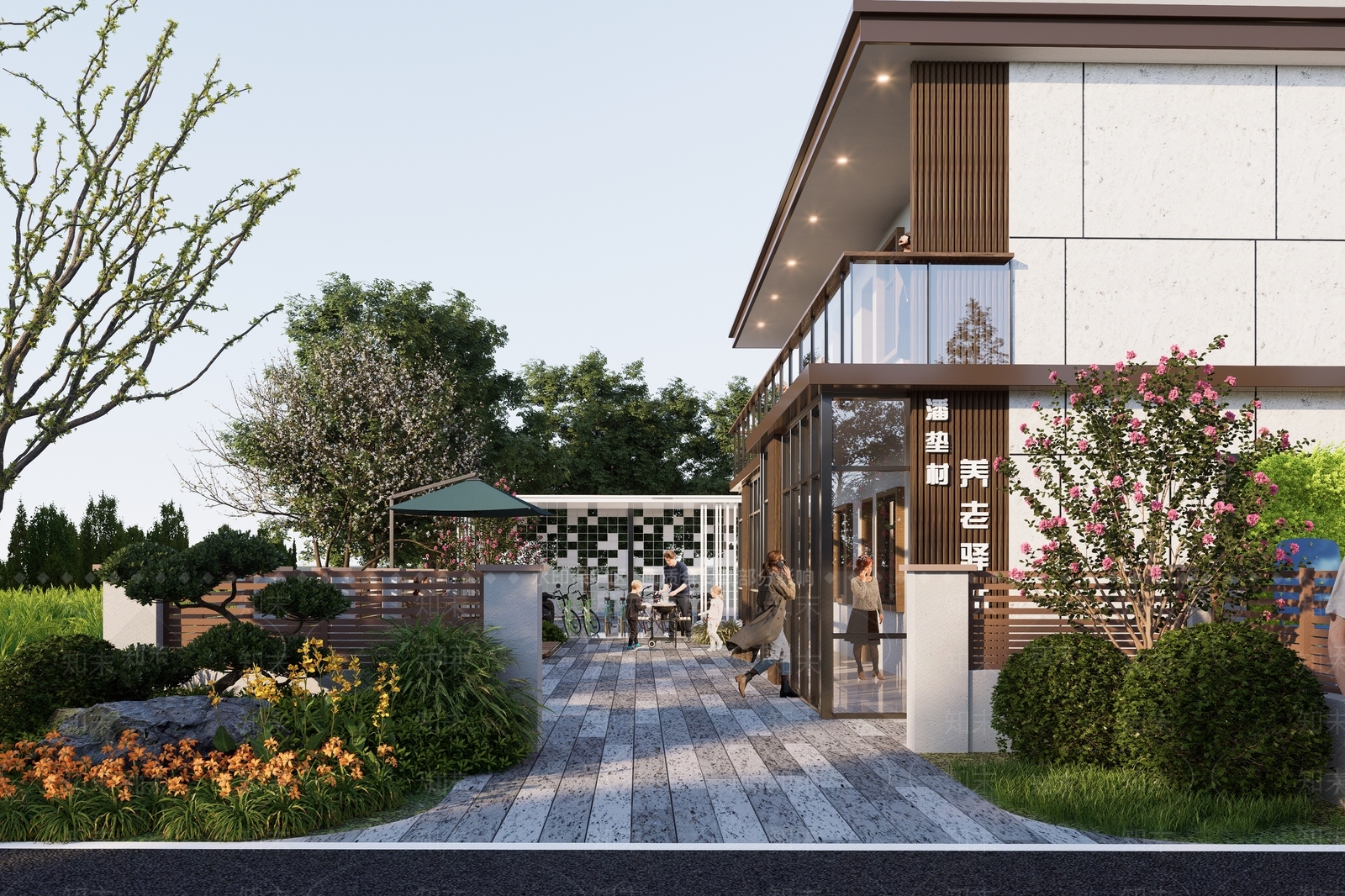 新中式美丽乡村养老驿站SU模型下载【ID:1157123399】