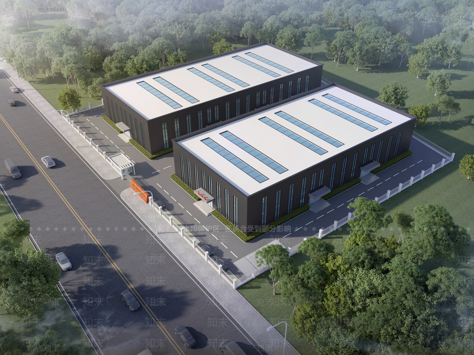 现代工厂鸟瞰图3D模型下载【ID:1157126212】