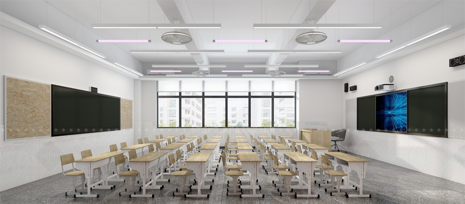 现代中小学标准教室SU模型下载【ID:1157127396】