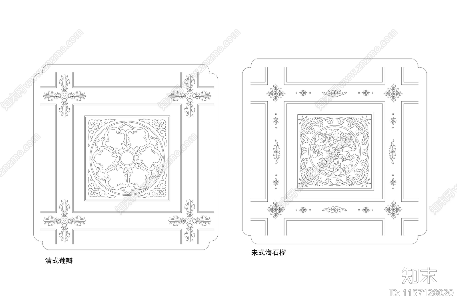 两款古建筑藻井天花板彩图施工图下载【ID:1157128020】