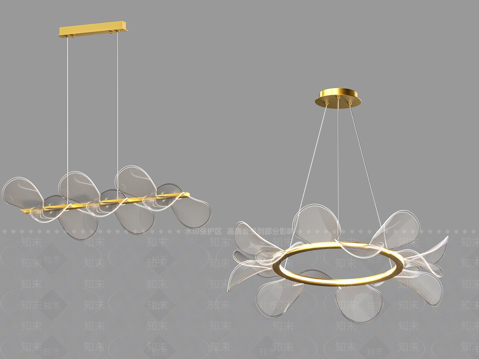 现代水晶吊灯3D模型下载【ID:1157129868】