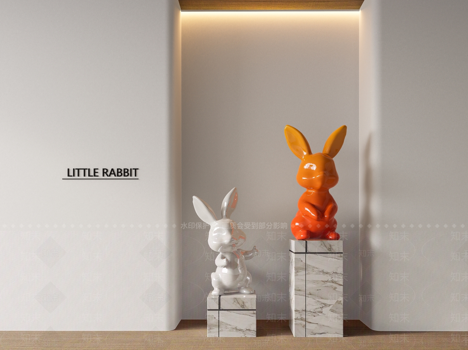 现代兔子雕塑SU模型下载【ID:1157130802】