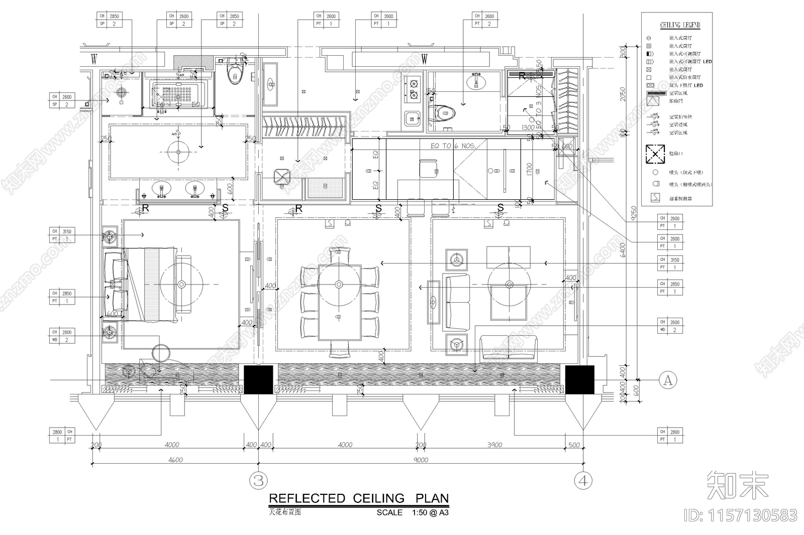 酒店豪华套房平立面全cad施工图下载【ID:1157130583】