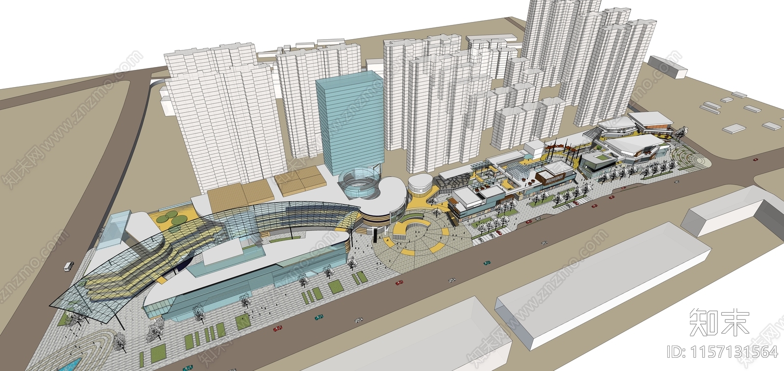 现代商业街规划SU模型下载【ID:1157131564】