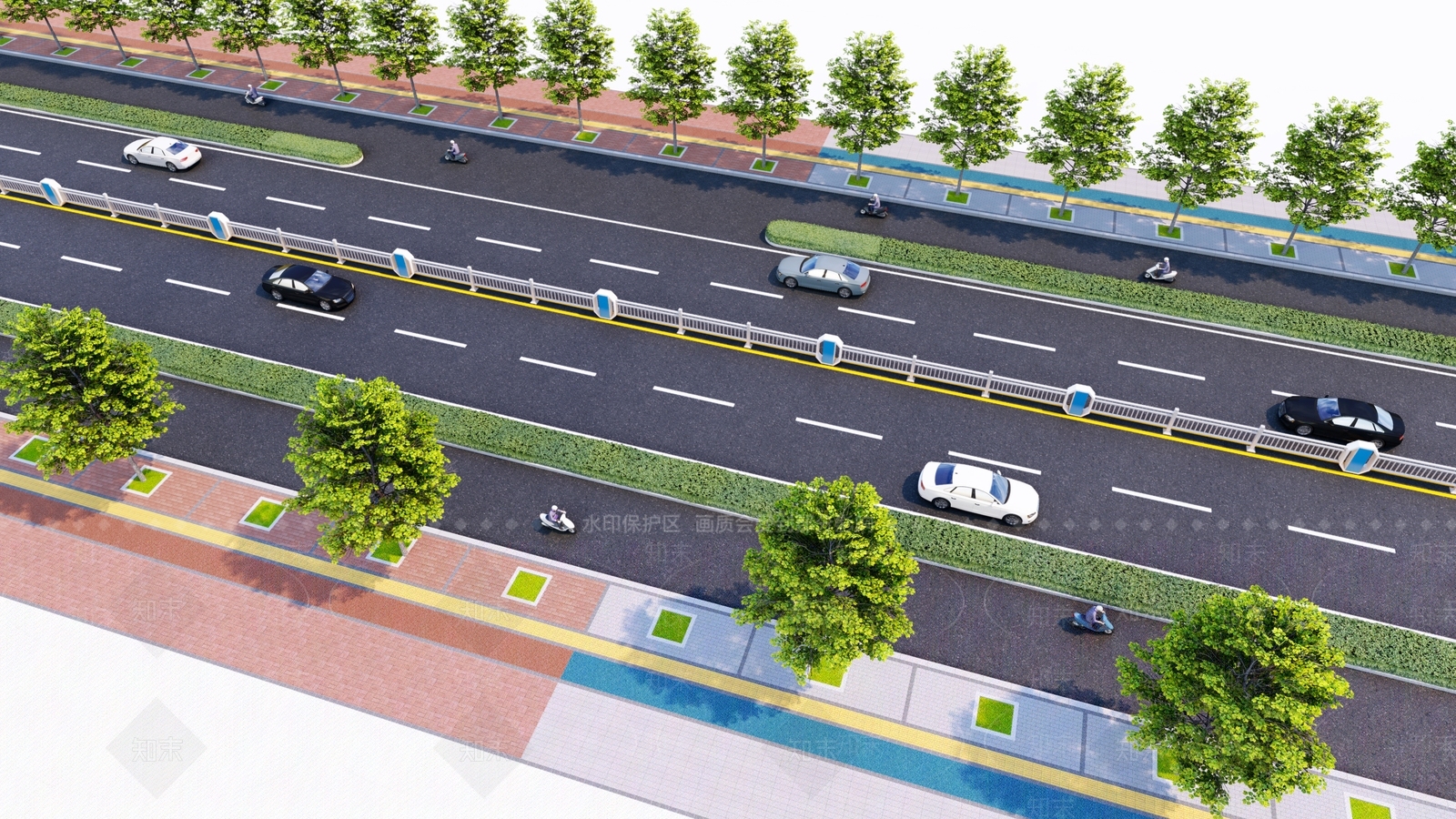 现代人行道SU模型下载【ID:1157133030】