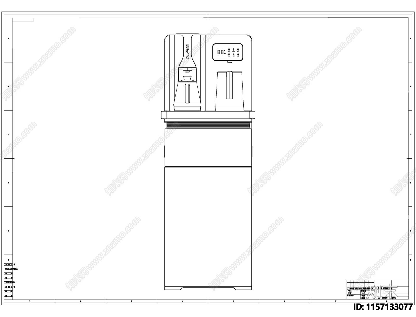 茶吧机线稿图设计cad施工图下载【ID:1157133077】